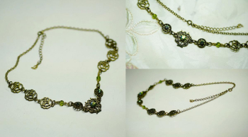 Antique rose necklace 世界にひとつのアンティーク調ネックレスに仕上がりました。 ラフォルム ガラスジュエリー ガラスアクセサリー