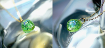 Mysterious green eyes 表面はランダムなカットを施しています。 ラフォルム ガラスジュエリー ガラスアクセサリー