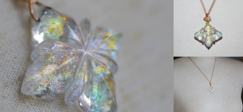 麗しき光の花 繊細なカットの雪の結晶のような花のフォルムが胸元を飾ります。 ラフォルム ガラスジュエリー ガラスアクセサリー