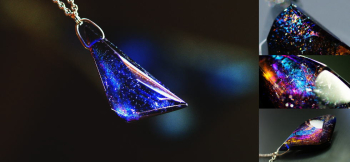 Polyhedral shine galaxy ブルーベースに様々なラメの表情が美しいです。 ラフォルム ガラスジュエリー ガラスアクセサリー