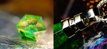 Eternal evergreen crystal 六角錐の形状の中に色合いが反射して煌きます。上部にはSVオリジナルバチカンをお付けしております。 ラフォルム ガラスジュエリー ガラスアクセサリー