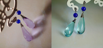 Lavender waterdrops 紫外線の強さによりパウダーブルー系からラベンダーカラーに変化します。 ラフォルム ガラスジュエリー ガラスアクセサリー