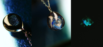 Galaxy ～ Mystic drop ～ 表裏できらめきが違います。内部には神秘的な蓄光加工を施しています。 ラフォルム ガラスジュエリー ガラスアクセサリー