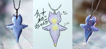 クリオねこちゃん 頂いたデザインイメージを大切にお作りした逸品。羽付きの可愛らしいフォルムです。 ラフォルム ガラスジュエリー ガラスアクセサリー