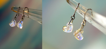 Petit dichroic heart 左右が対になっています。フック式ピアス金具付きです。 ラフォルム ガラスジュエリー ガラスアクセサリー