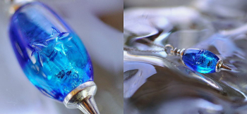 Charming Pendulum ～ My treasure Ⅱ ～ ガラスの内部に5石の宝石を封入。表面には百合の花の彫刻を行っております。 ラフォルム ガラスジュエリー ガラスアクセサリー