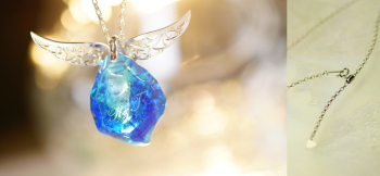 思い出の結晶 ～ Guam memories ～ 裏面にはイニシャルを。チェーンはプラチナ製スライドボール付きをご用意いたしました。 ラフォルム ガラスジュエリー ガラスアクセサリー