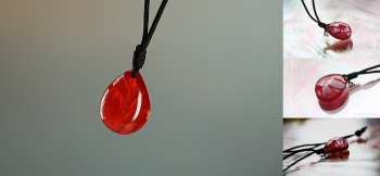 紅の絆 / ペンダント 画像ではお伝えすることの難しい程に表情が変化して見えます。 ラフォルム ガラスジュエリー ガラスアクセサリー