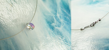 Dichroic drop ステンレスワイヤー&パーツ付き。 ラフォルム ガラスジュエリー ガラスアクセサリー