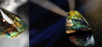 Holographic galaxy 表面全体にランダムなアイスロックカットを施しています。 ラフォルム ガラスジュエリー ガラスアクセサリー