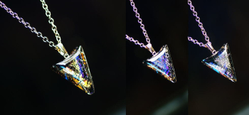 Power of triangle 美しいレインボーとシルバーラメが煌きます。 ラフォルム ガラスジュエリー ガラスアクセサリー