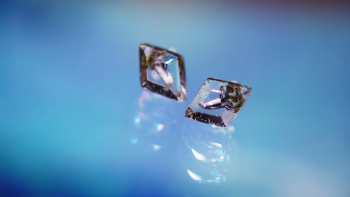 Gently sparkling memories ～ Rhombus ～ 小ぶりサイズのひし形フォルムのガラス内部に「思い出の大切なもの」(牙)を封入したオリジナルメモリアルピアス。 ラフォルム ガラスジュエリー ガラスアクセサリー