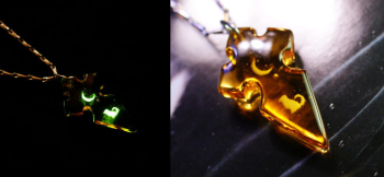 Moon of luck ~ Amber ~ 暗闇で蓄光の光が神秘的に光ります。 ラフォルム ガラスジュエリー ガラスアクセサリー