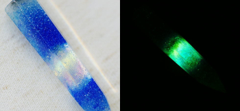 SPARK CRYSTAL 中央部は暗闇で美しく鮮烈なグリーンの光を放ちます。 ラフォルム ガラスジュエリー ガラスアクセサリー