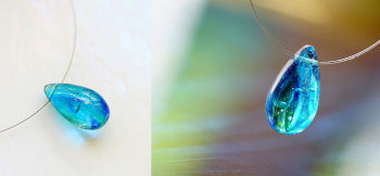 人魚のBlue tear 澄んだブルー系とダイクロガラスを流れるように施しています。 ラフォルム ガラスジュエリー ガラスアクセサリー