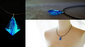 DreamBlue ～ Water flow ～ 神秘的な蓄光。胸元に彩を。 ラフォルム ガラスジュエリー ガラスアクセサリー