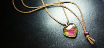 Aqua jewel heart コードの長さは調整可能です。 ラフォルム ガラスジュエリー ガラスアクセサリー