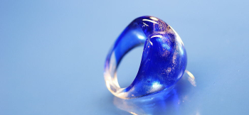Space blue wave ～ ハートの宇宙 ～ ふっくらとした優しいフォルムです。 ラフォルム ガラスジュエリー ガラスアクセサリー