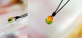 花園に包まれて 細身のストリングコード(フリーサイズ)をお付けいたしました。 ラフォルム ガラスジュエリー ガラスアクセサリー