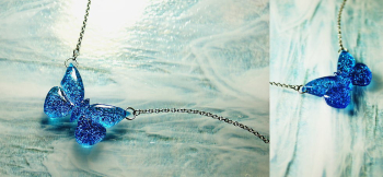 Dichroic Lycaenidae ブルーのシジミチョウが可憐に舞います。 ラフォルム ガラスジュエリー ガラスアクセサリー