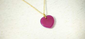 Mystical purpule rose heart 裏面はキュートな赤系ピンク色。リバーシブルでお使いいただけます。 ラフォルム ガラスジュエリー ガラスアクセサリー