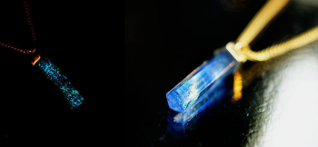 Pentagon of sparkling spiral K18製のキャップ(受注生産の場合別途お見積もり)を被せています。 ラフォルム ガラスジュエリー ガラスアクセサリー