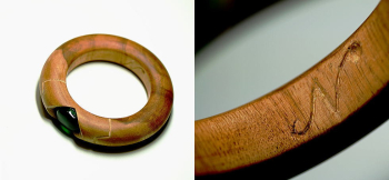Wood holy ability ～ Green eye  ～ 内側に文字を彫刻いたしました。 ラフォルム ガラスジュエリー ガラスアクセサリー