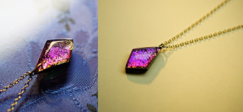 Multicolor diamond MINI ～ Mysterious eyes ～ 青紫～赤紫、そしてそのほかの色味にも変化します。ぜひお手にとってお楽しみください。 ラフォルム ガラスジュエリー ガラスアクセサリー