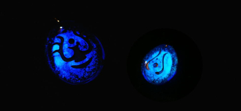 天空からの贈り物 ~ To future ~ 表裏共に暗闇で美しく光を放ちます。 ラフォルム ガラスジュエリー ガラスアクセサリー