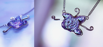 Lavender Rose 紫外線の強さで色合いを変える魅力的なラベンダーカラー。 ラフォルム ガラスジュエリー ガラスアクセサリー