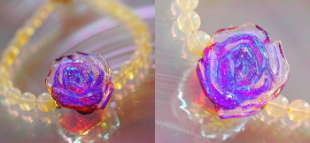 Precious Rose 立体的に開花している薔薇。 ラフォルム ガラスジュエリー ガラスアクセサリー