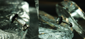 Silver tear シルバーラメが美しいシックなピアス。 ラフォルム ガラスジュエリー ガラスアクセサリー