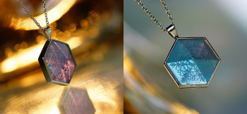 Hexagram of snowflake 紫外線の強さで色味を変えるネオラベンダーの色味が美しい逸品です。 ラフォルム ガラスジュエリー ガラスアクセサリー