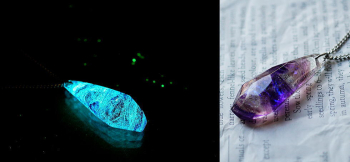PURPLE ICE CRYSTAL 全体に光る神秘的な蓄光。 ラフォルム ガラスジュエリー ガラスアクセサリー
