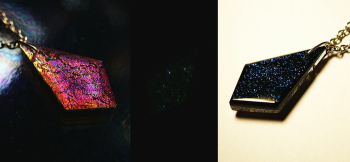Multicolor diamond 表面と裏面で全く表情が異なりますのでリバーシブルでもお楽しみいただけます。また暗闇ではごく淡く蓄光します。 ラフォルム ガラスジュエリー ガラスアクセサリー