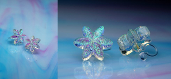 Snow flower ～ Various sparkles ～ ノンホールピアス(イヤリング)金具は樹脂製で、お肌に優しい仕様です。 ラフォルム ガラスジュエリー ガラスアクセサリー