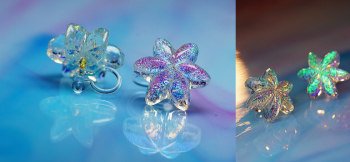 Snow flower ～ Various sparkles ～ 見る角度や光の当たり方で様々な表情に変化します。 ラフォルム ガラスジュエリー ガラスアクセサリー