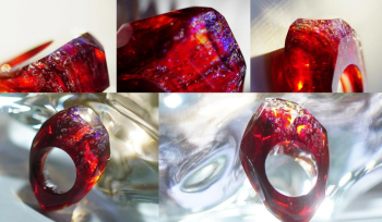 Burning crystal 見る角度や光の当たり方で多彩な表情が楽しめるオーダーメイドアイスロックリング。 ラフォルム ガラスジュエリー ガラスアクセサリー