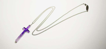 Natural Amethyst Cross ステンレス製喜平チェーン。 ラフォルム ガラスジュエリー ガラスアクセサリー