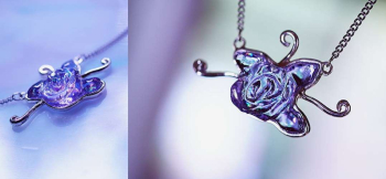 Lavender Rose 紫外線の強さで色合いを変える魅力的なラベンダーカラー。 ラフォルム ガラスジュエリー ガラスアクセサリー