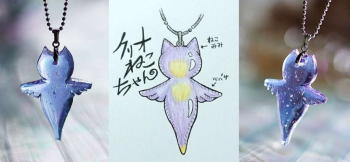 クリオねこちゃん 頂いたデザインイメージを大切にお作りした逸品。羽付きの可愛らしいフォルムです。 ラフォルム ガラスジュエリー ガラスアクセサリー