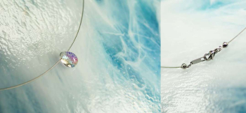 Dichroic drop ステンレスワイヤー&パーツ付き。 ラフォルム ガラスジュエリー ガラスアクセサリー