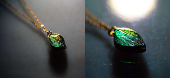 Dichroic chic leaf 煌く美しい逸品。 ラフォルム ガラスジュエリー ガラスアクセサリー