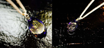 Noble drop ～ Aquarius ～ 裏面には種類の異なる美しいラメが煌きます。 ラフォルム ガラスジュエリー ガラスアクセサリー