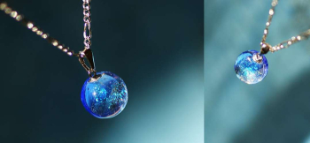 Dichroic water planet キラキラときらめく球体ペンダント。 ラフォルム ガラスジュエリー ガラスアクセサリー