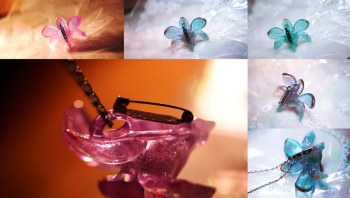 Glass Orchid ～ 魅惑の花 ～ 裏面側にはネックレスペンダント用の穴とブローチ金具を設置しております。 ラフォルム ガラスジュエリー ガラスアクセサリー