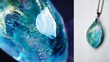 Ice milkyway ～ 星煌く海 ～ 氷のかけらのようなランダムなカット。内部に美しい煌き。 ラフォルム ガラスジュエリー ガラスアクセサリー