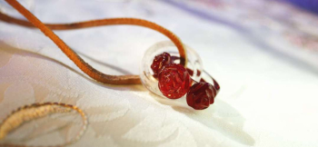 Ring of the love Universe ~ Glass rose ~ カワイイバラ付きリングネックレス。 ラフォルム ガラスジュエリー ガラスアクセサリー