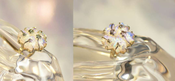 Dichroic cherry blossom 淡いピンクの桜とホワイトゴールドの台座がとても素敵です。 ラフォルム ガラスジュエリー ガラスアクセサリー