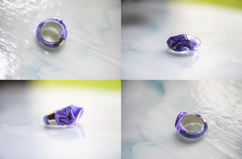 Eternal Harmony ～ Violet Reflection ～ 様々な視点で見えるガラスのうねりと透明感。光を受けるたび表情が変わるデザインです。 ラフォルム ガラスジュエリー ガラスアクセサリー